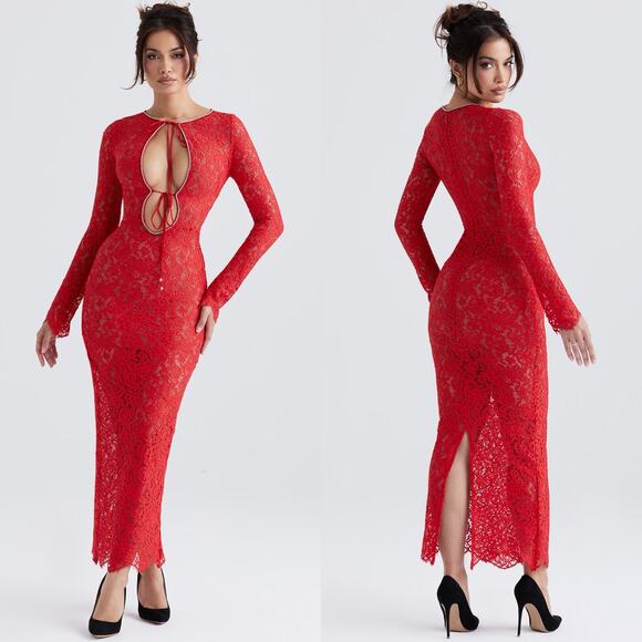 House of CB Dresses & Skirts - NWT House of CB Lisandra Red Lace Maxi Dress Size Small